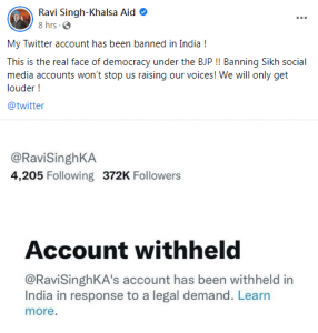 ravi singh khalsas twitter account banned