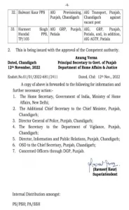  transfer of 33 officers including ssp 