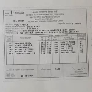 virat kohli share 10th marksheet