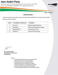 aap punjab announced candidates 