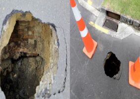 Sinkhole that opened in Auckland's