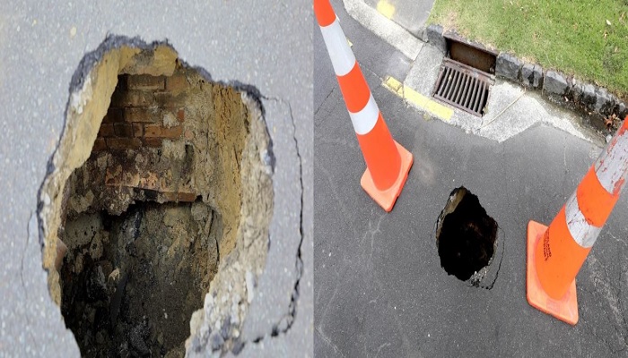 Sinkhole that opened in Auckland's